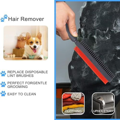 Premium Rubber Pet Hair Brush - Removes Hair from Couches & Pets' Coats O