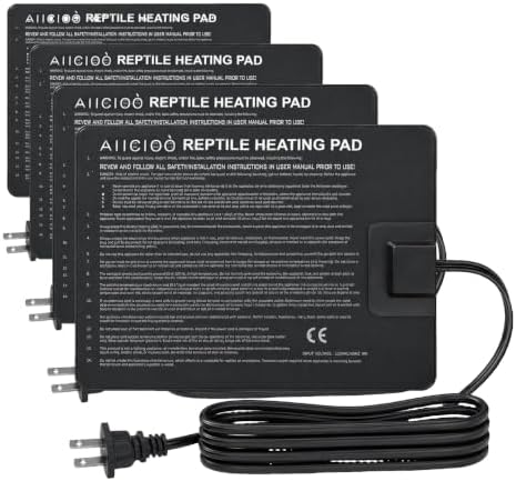 Aiicioo Reptile Heating Pad - Hermit Crab Heater Heat Mat for Reptiles Snake Lizard Terrarium 8 Watt (Pack of 4)