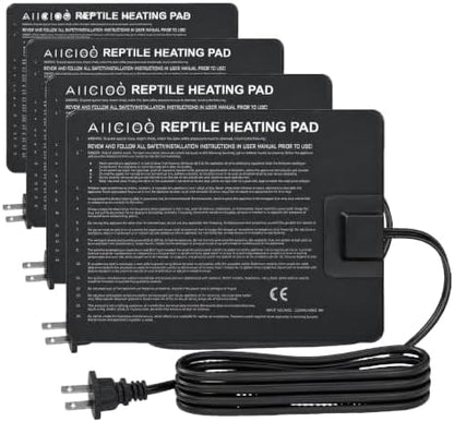 Aiicioo Reptile Heating Pad - Hermit Crab Heater Heat Mat for Reptiles Snake Lizard Terrarium 8 Watt (Pack of 4)