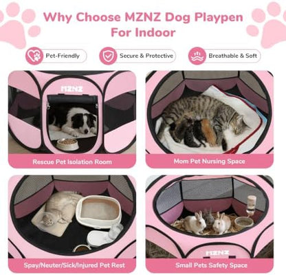 Dog Cat Small Animal Puppy Playpen Crate, Large, Whole Pink