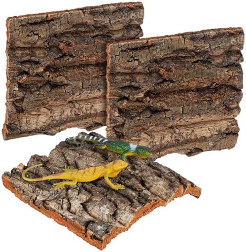 SHINEOFI Cork Bark Reptile Tank Background 4 pcs Terrarium Decor for Gecko Lizard Frog Bearded Dragon Natural Bark Pieces 5.90 X 5.90 X 0.78 in