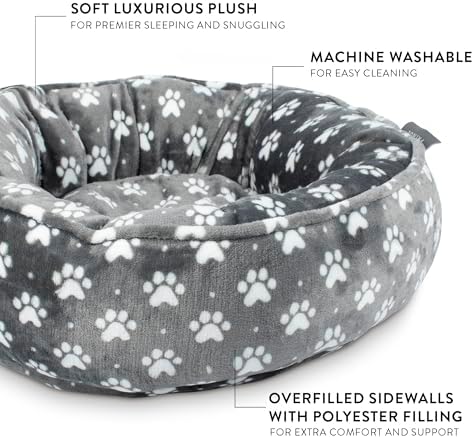 Fringe Studio Paw Dot Charcoal Small Circle Microplush Pet Bed 18" - Poly Filled - Machine Washable