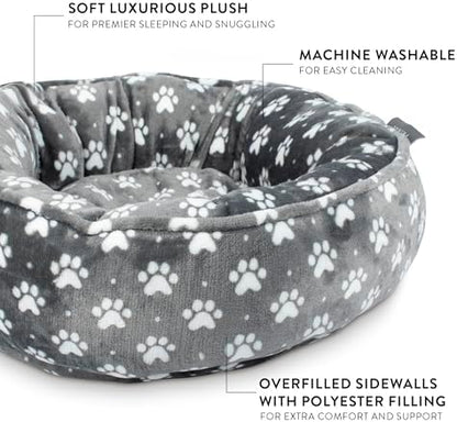 Fringe Studio Paw Dot Charcoal Small Circle Microplush Pet Bed 18" - Poly Filled - Machine Washable