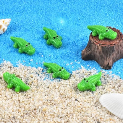 Cute Tiny Crocodile Resin Silicone Mold Micro Dollhouse Animal Epoxy Casting Mold for DIY Resin Art Fairy Garden Miniatures Landscape Crafts Decor(12-Cavity)