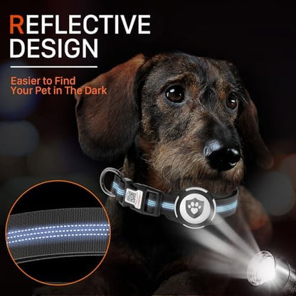 Waterproof AirTag Dog Collar with QR Code Dog Tag, Black XS