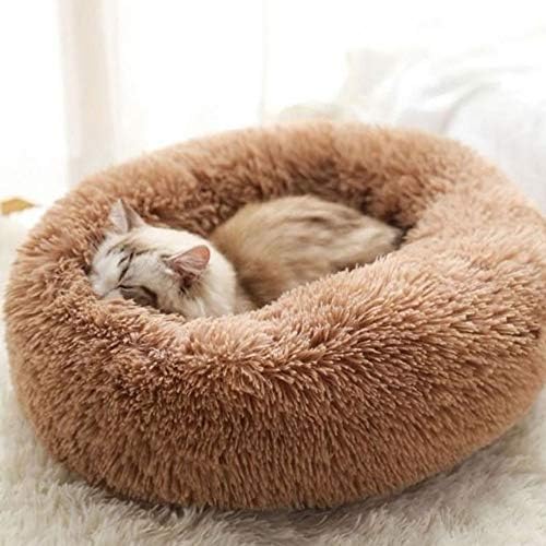 Plush Calming Donut Dog Bed for Small to Medium Dogs, 28 Inch Round Pet Bed