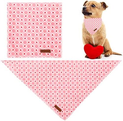Valentine’s Dog Bandana, Valentine Triangle Bid Scarf for Girl Boy Medium Large Dogs, Adorable Puppy Wedding & Valentine’s Bandana, Cute Soft Cotton Pet Kerchief
