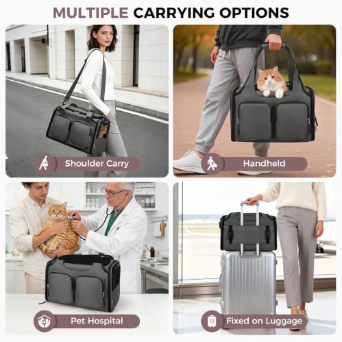 Dog Cat Carrier Airline Approved Collapsible Soft-Sided Pet Travel Bag