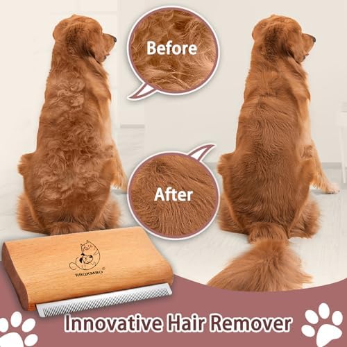 Premium Deshedding Dog Brush,Pet Deshedding Brush,Professional Cat Deshedding Brush for Grooming,Wooden Pet Grooming Combs for Short and Long Hair,Deshedder Shedding Tool.