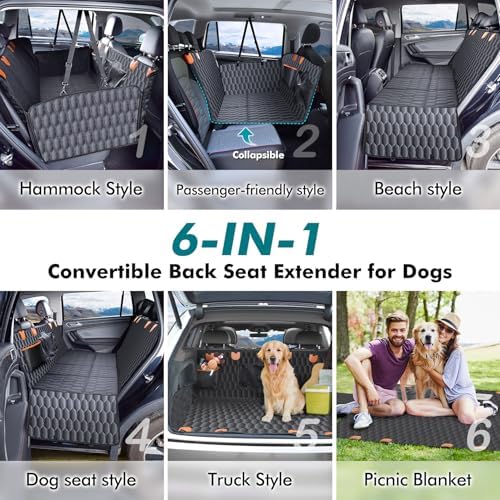 Chumajor L Back Seat Extender for Dogs,Hard Bottom,Waterproof,400 lb,Black