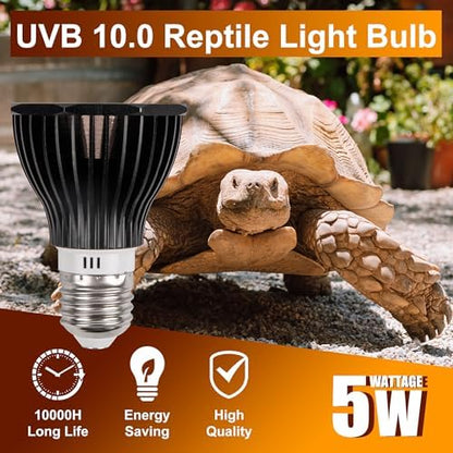 UVB Reptile Light Bulb 10.0, 5W LED High Intensity UV Replacement Lamp Bulbs for Desert Reptiles Bearded Dragons Lizard Tortoise Iguanas Chameleons Snake - 1 Pack