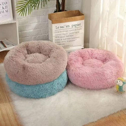 Nisrada Dog Bed for Small Medium Large Dogs, 24 inch Calming Dogs Bed, Washable-Round Cozy Soft Pet Bed for Puppy and Kitten with Slip-Resistant Bottom