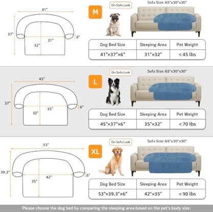 GGIB Calming Dog Bed Fluffy Plush Dog Mat for Furniture Protector with Removable Washable Cover for Large Medium Small Dogs and Cats (Large, Navy)