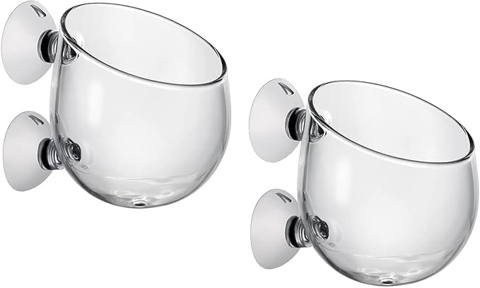 DS. DISTINCTIVE STYLE Aquatic Plant Cups 2 Pieces Crystal Glass Plant Pot with 2 Suction Cups for Aquarium Decoration