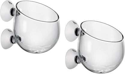 DS. DISTINCTIVE STYLE Aquatic Plant Cups 2 Pieces Crystal Glass Plant Pot with 2 Suction Cups for Aquarium Decoration