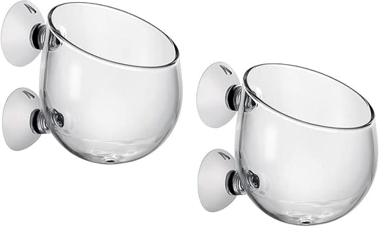 DS. DISTINCTIVE STYLE Aquatic Plant Cups 2 Pieces Crystal Glass Plant Pot with 2 Suction Cups for Aquarium Decoration