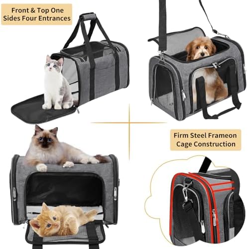 Soft-Sided Cat/Dog/Pet Carrier, Collapsible Pets Travel Carriers