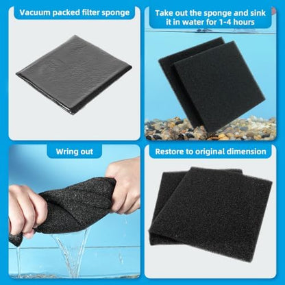 AQUANEAT 2 Pack Aquarium Bio Sponge Filter Media Pad Cut-to-Size Open Cell Foam Sheet for Fish Tank Sump (9" x 9" x 1")