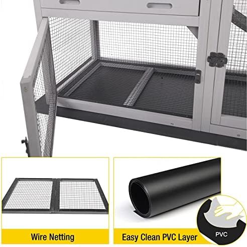 Aivituvin Rabbit Hutch Outdoor Chickecn Coop Indoor Bunny Cage with Pull Out Tray,Upgrade Version,Removable Bottom Wire Mesh 53.4" L x 23.6" W x 38.1" H