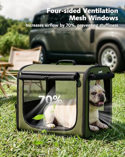 Dog Car Carrier Light Weight 24×17.7×20.5in, Foldable Dog Carrier, Green