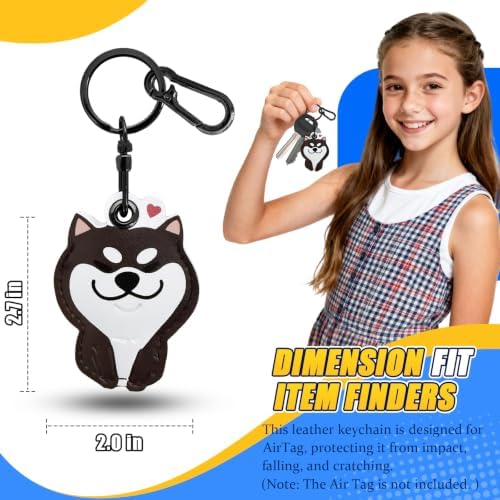 Leather Keychain Holder Case for AirTag, Cute Protective Cover for Apple Airtag KeyChain, GPS Tracker Item Finder