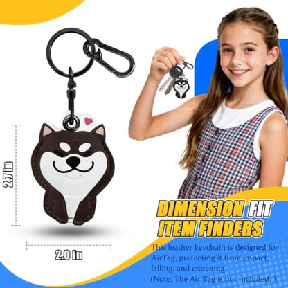 Leather Keychain Holder Case for AirTag, Cute Protective Cover for Apple Airtag KeyChain, GPS Tracker Item Finder