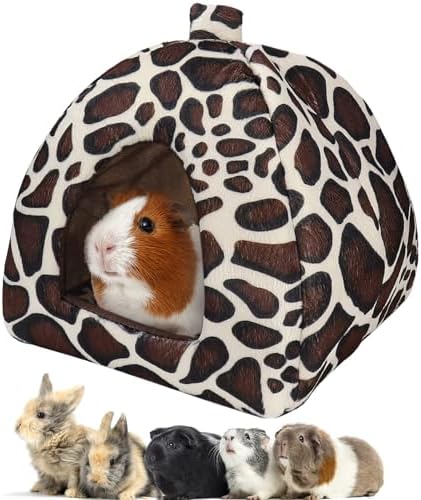 Mygeromon Guinea Pig Bed Rabbit Hideout Cuddle Cup (Leopard Print Style)