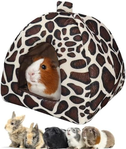 Mygeromon Guinea Pig Bed Rabbit Hideout Cuddle Cup (Leopard Print Style)