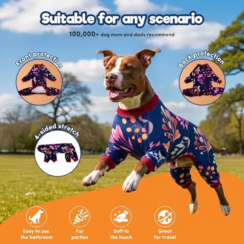 LovinPet Dog Clothing, Large Weimaraner Jammies, Navy Berries Print, 2XL