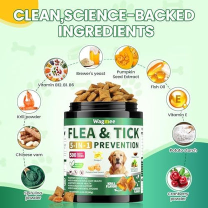 Flea and Tick Prevention for Dogs, 500 Tasty Chicken Flavor Soft Chews