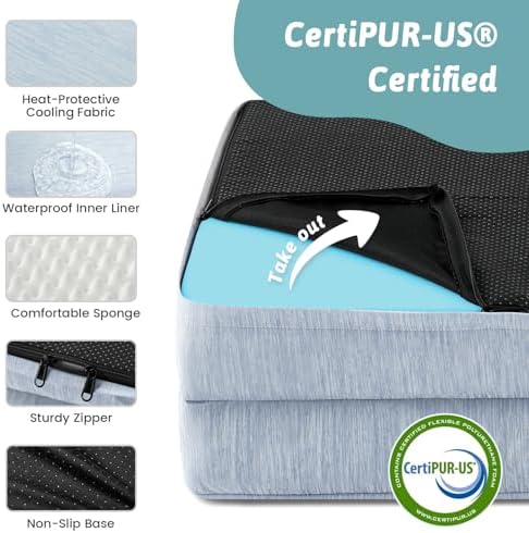 COZY KISS Cooling Dog Bed, Q-Max >0.4 Orthopedic Foam Dog Bed with Sides