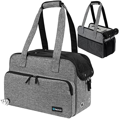 PetAmi Small Dog Purse Carrier, Airline Approved Soft Sided Tote, Gray
