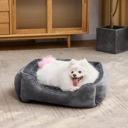 JOEJOY Rectangle Dog Bed for Large Medium Small Dogs Machine Washable Sleeping Dog Sofa Bed Non-Slip Bottom Breathable Soft Puppy Bed Durable Orthopedic Calming Pet Cuddler, Multiple Size, Dark Grey