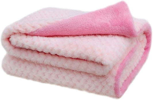 furrybaby Premium Fluffy Fleece Dog Blanket Soft and Warm Reversible Flannel Pet Blanket for Dogs 24x32inch Washable Indoor Cats Blankets for Cozy Comfy Nap(Pink)