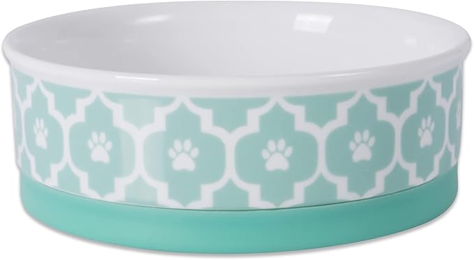 Bone Dry Lattice Collection Pet Bowl & Canister, Medium Set, 6x2", Aqua, 2 Count