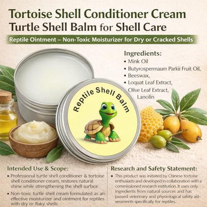 RONDURE Reptile Shell Balm 2.5 Oz Turtle Care Shell Conditioner Moisturizer for Tortoise, Lizard Prevent Skin Dryness on Basking Platform, Tank, and Rock