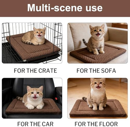 Dog Bed Mat – Soft & Comfortable Dog Kennel Pad for Crate – Durable Crate Bed & Mat for Dogs & Cats (Dark Brown, XS(18"*14"*1.5"))