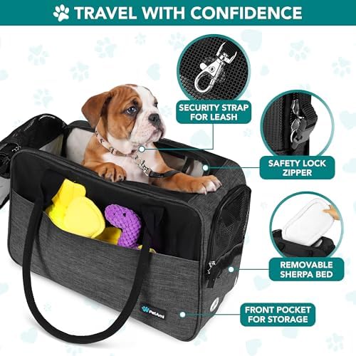 PetAmi Small Dog Purse Carrier with Pockets, Airline Approved, Charcoal