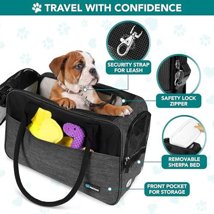 PetAmi Small Dog Purse Carrier with Pockets, Airline Approved, Charcoal