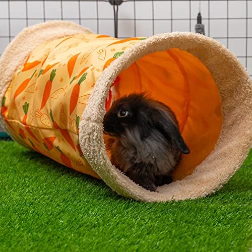 Rabbit Hideout Tunnel, Soft Fleece Foldable Bunny Tube Nest Indoor