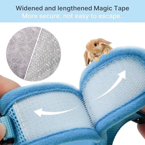 AIITLE Breathable Bunny Harness and Leash Set Escape Proof, Blue S