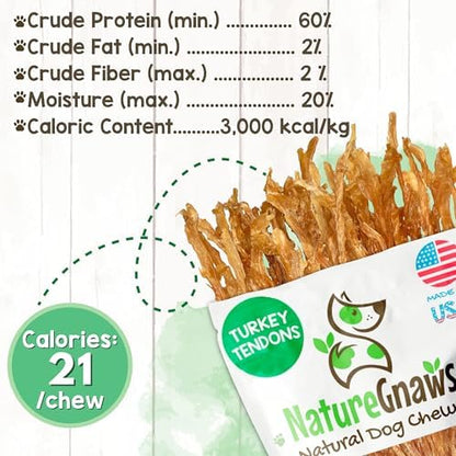 Nature Gnaws USA Turkey Tendons Dog Treats, 8 oz