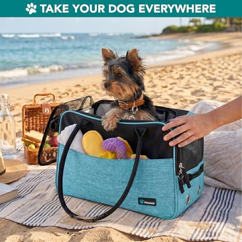 PetAmi Small Dog Purse Carrier with Pockets, Airline Approved, Turquoise
