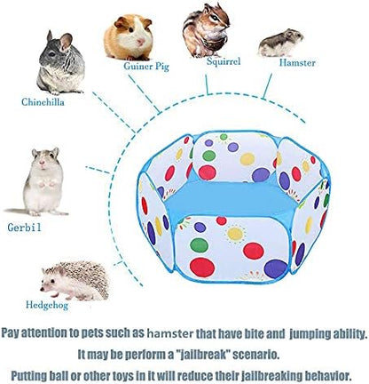 Tfwadmx Portable Small Animal Playpen, Hexagonal, Darkblue, Breathable, Pop-up, 39.4 x 39.4 x 15 Inches, Suitable for Hamster, Gerbil, Chinchilla, Hedgehog, Guinea Pig