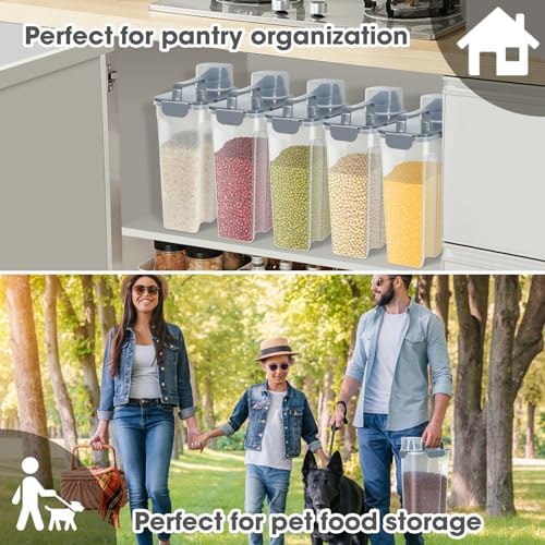 Airtight 10 Lbs Rice Storage Container Pet Dog Cat Food Holder 5 Lbs - Grey
