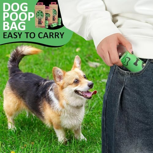 MEADOWS & MUTTS Dog Poop Bags with Dispenser - 240 Count Compostable Biodegradable Plant Based Pet Waste Bags | Leak Proof Extra Thick | Lavender Scented Puppy Poop Bags