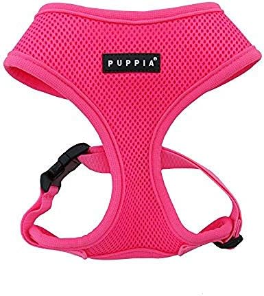 Puppia Soft Harness A - M Over-The-Head Soft Mesh Harness Neon Pink