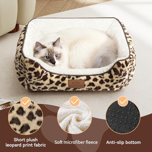 Zerbuger 20in Leopard Rectangle Cat Dog Bed Machine Washable Sleeping Sofa