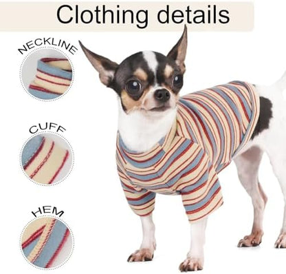 Paiaite Stylish Striped Block Dog Shirt Breathable Clothes Red&Blue M