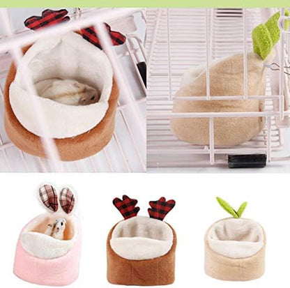 Soft Small Pet Bed, Hamster Nest Pouch Cute Mouse House Hammock Sugar Glider Hideout Cage Accessories, Bedding for Gerbil Degu Golden Bear Hedgehog